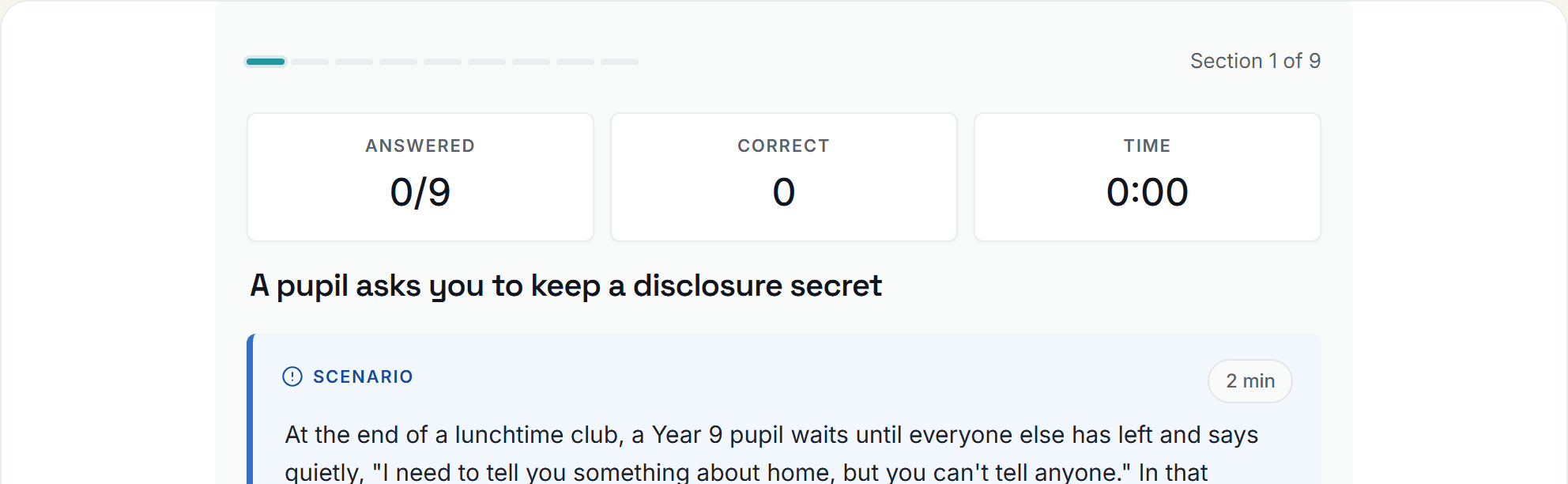Preview screenshot of the Year 9 Safeguarding Disclosure: Teacher Decision Path example